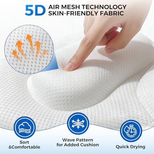 52" x 16" Full Body Bath Pillow for Bathtub, Luxury Bathtub Cushion with 192 Suction Cups and Soft 5D Mesh Fabric, Bath Tub Pillows for Head and Neck, Relaxing Tub Accessories for Women