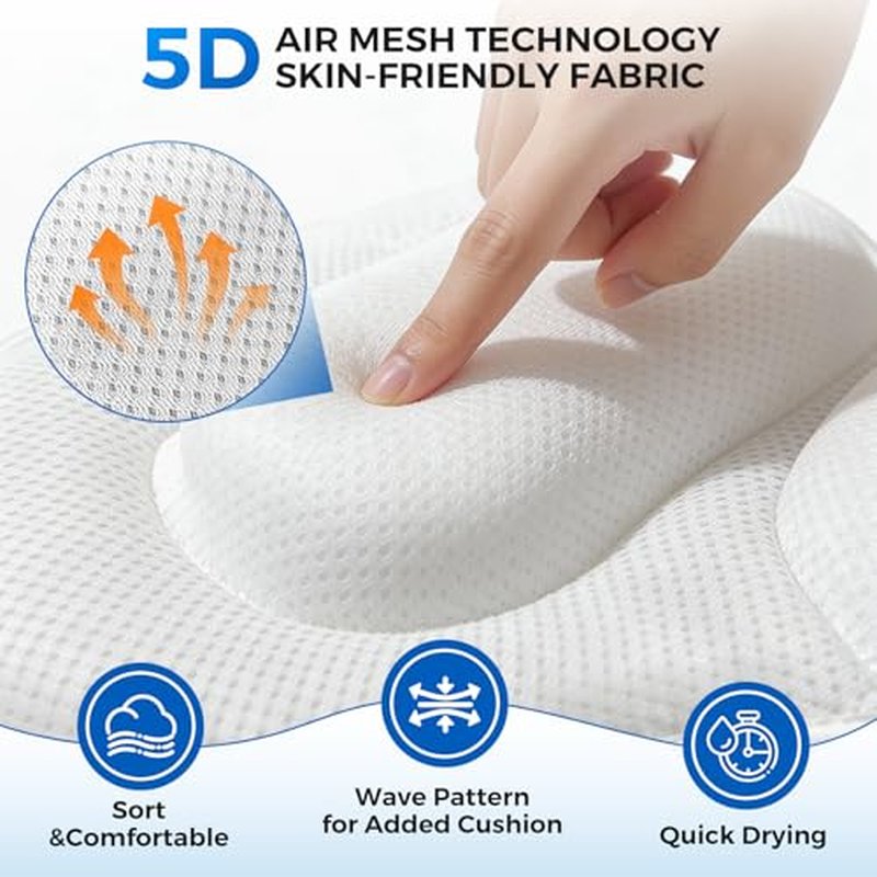 52" x 16" Full Body Bath Pillow for Bathtub, Luxury Bathtub Cushion with 192 Suction Cups and Soft 5D Mesh Fabric, Bath Tub Pillows for Head and Neck, Relaxing Tub Accessories for Women
