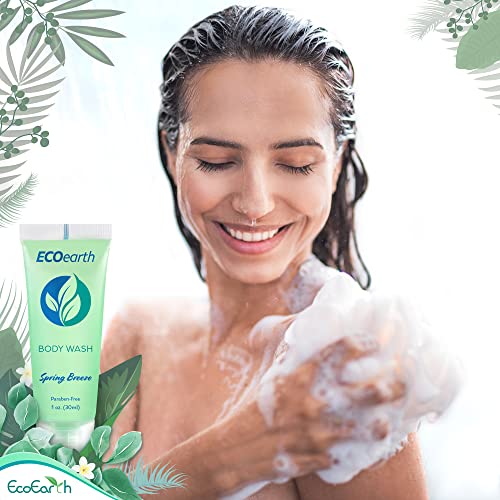 EcoEarth Travel Size Body Wash 1 Fl Oz Pack of 100 Spring Breeze Hotel Toiletries