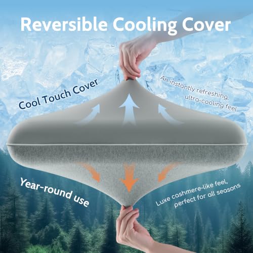 Cooling Gel Memory Foam Pillow with Removable Cover - Standard Grey, 23.6 x 15.7 inches
