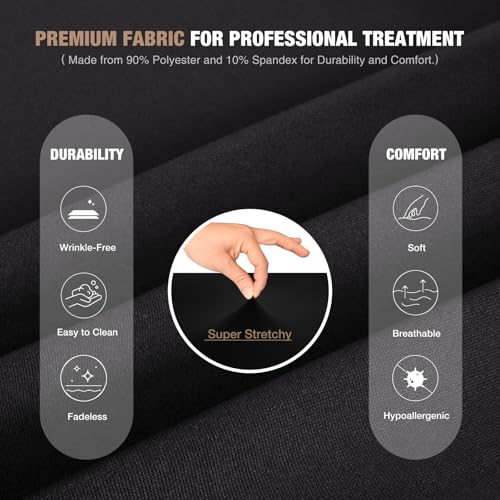 Stretchy Fitted Spa Massage Bed Cover 2-Pack Black for 6ft Tables