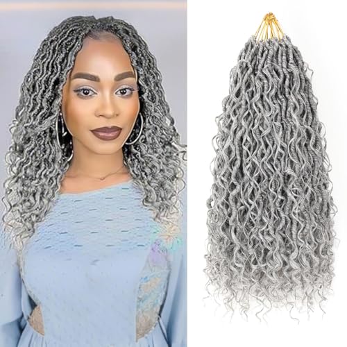Ahrencan Grey Goddess Locs Crochet Hair 14 Inch 7 Pack for Black Women