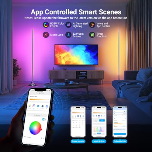 NEEWER NF01 Smart RGB IC W Floor Lamp - 1500lm Dimmable LED Corner Light