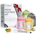 4 Pcs Clay Mask for Face(360g in total), Turmeric Vitamin C, Dead Sea Mud, Green Tea, Avocado, Rose, Facial Clay Mask Set, Face Mask Skin Care, Facial Skin Care Gifts Set for Her, 3.17 Oz Each