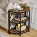 LITTLE TREE Brown Half Moon End Table with 3 Tiers | Rustic Coffee & Bedside Side Table