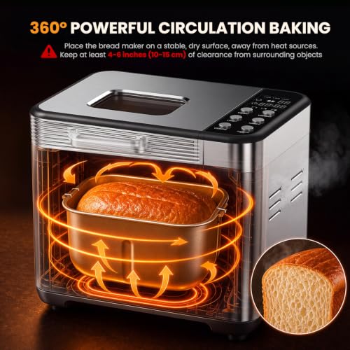 NEWBULIG 21-in-1 Stainless Steel Bread Maker with Delay Timer, Silver