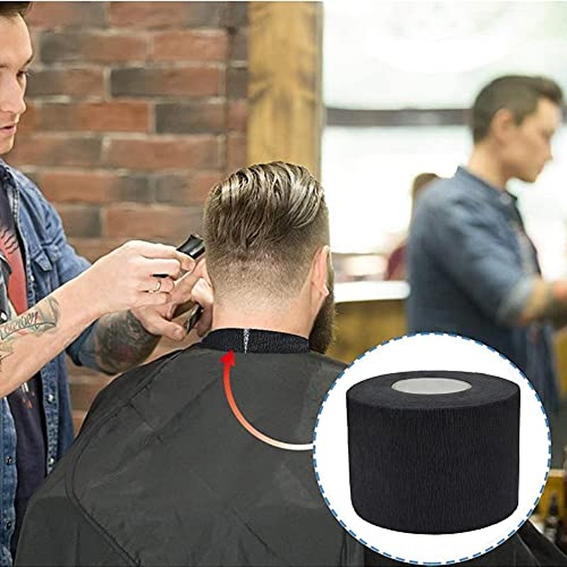 2 Rolls Black Disposable Barber Neck Paper Strips Professional Hairdressing Stretchy Wrap Barber Accessories for Salon Hair Cutting Shaving Styling