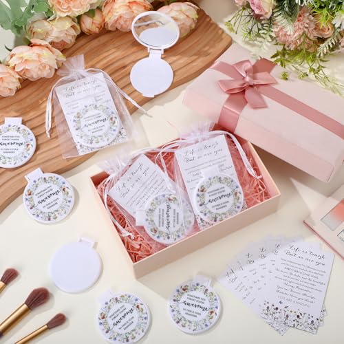 Cinnvoice 25-Piece Inspirational Compact Mirror Set for Women Wildflower Variation