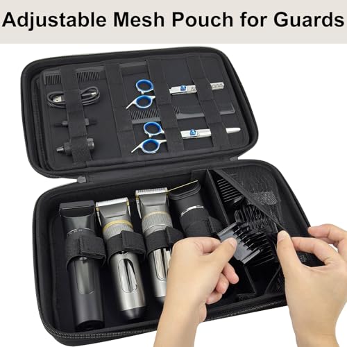 Professional Barber Carrying Case with Compartments and Shoulder Strap - Black