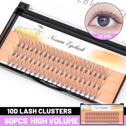 BODERMINCER 10 Root 60pcs 8-10-12-14-16mm Mixed Black Handmade False Eyelashes Natural Long Individual Eyelashes Extension Fake Lashes Makeup Beauty Cosmetic (5 PACKS-6MM)