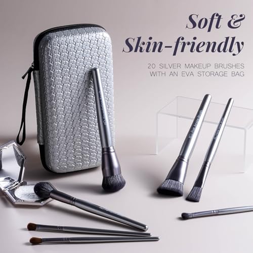 BS-MALL 20-Piece Makeup Brush Set A-Silver Silver – Face & Eye Cosmetics Tools