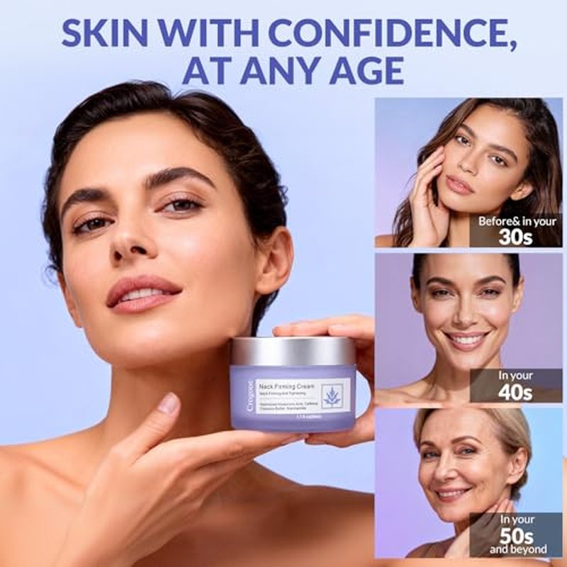 Crogooe Neck Firming Cream - Neck Creams for Tightening and Firming, Tightening and Lifting Wrinkles & Crepey Skin for Neck & D?collet?-1.7 fl.oz