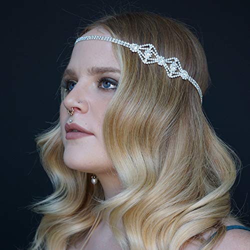 1920s Flapper Headband for Women - Silver Rhinestone Gatsby Party Accessory - Style 3
