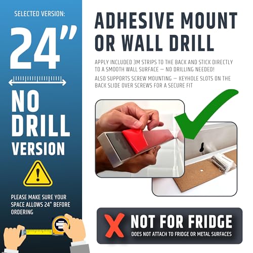 HMmagnets 24-Inch No-Drill Magnetic Knife Holder - Stainless Steel Wall Mount