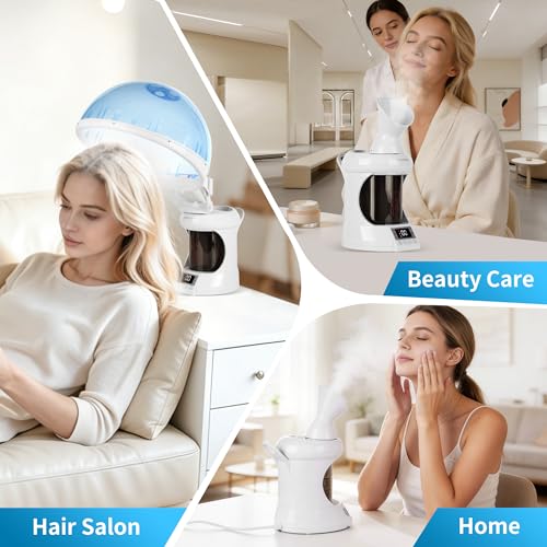 2-in-1 Hair and Facial Steamer with Ozone Nano Mist for Home & Salon Use