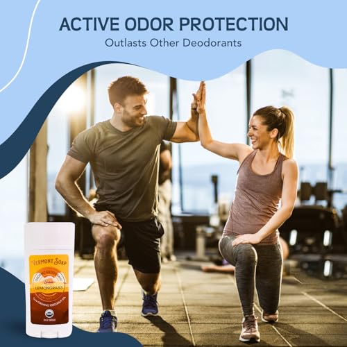 Lemongrass Organic Deodorant 3 Pack - Vermont Soap Antiperspirant for Men & Women