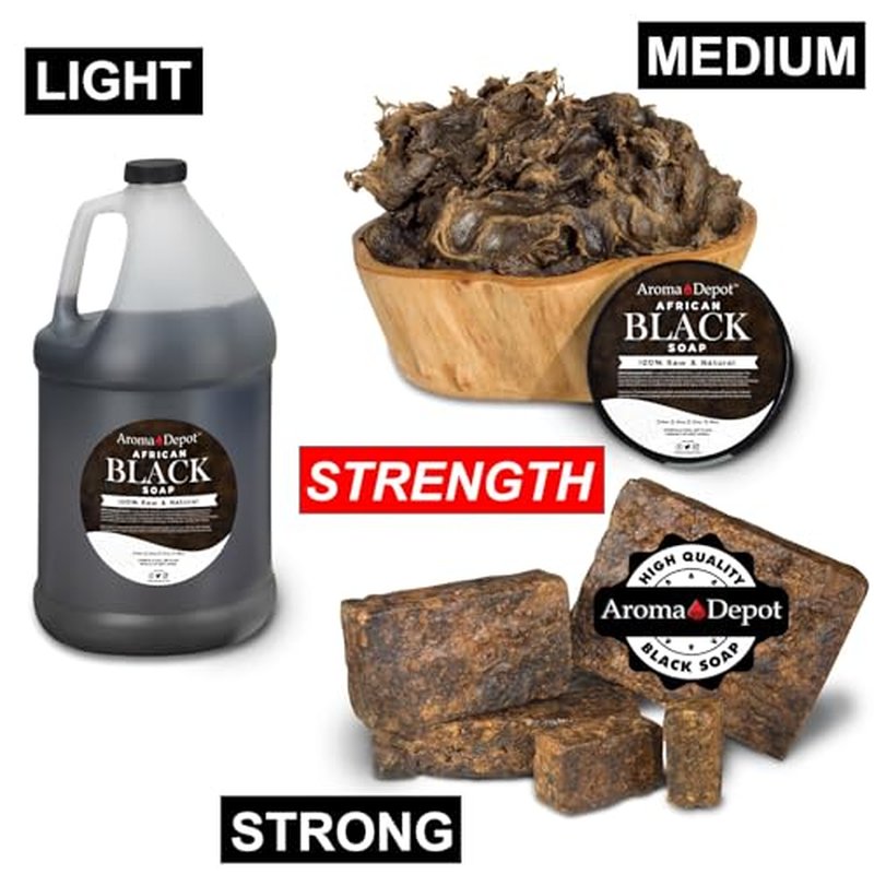 Aroma Depot 16 oz /1 lb Raw African Liquid Black Soap 100% Natural soap for Acne, Eczema, Psoriasis, and Dry Skin Scar Removal Face And Body Wash. Handmade imported from Ghana