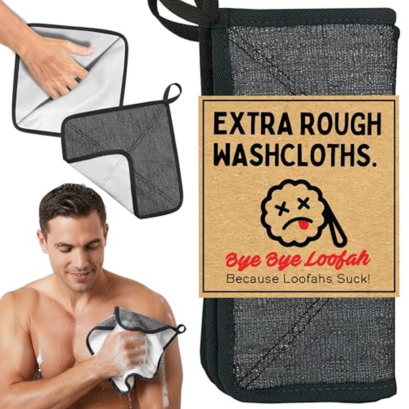 Bye Bye Loofah Double-Sided Exfoliating Washcloth with Hand Pocket ? Rough & Soft Texture for Deep Clean, Smooth Skin, Fast Drying Body Scrubber for Shower or Bath