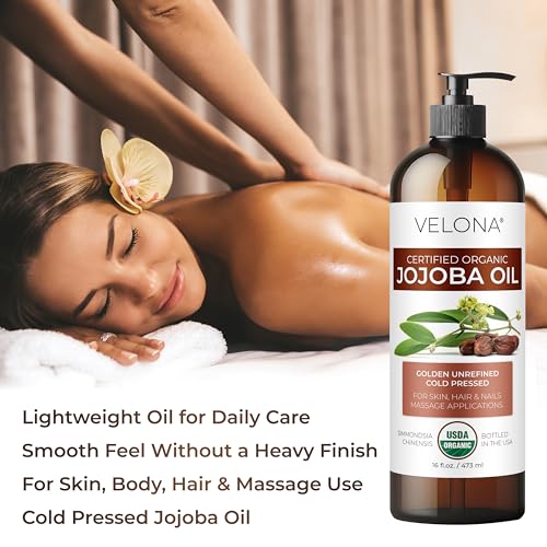 Organic Jojoba Oil - 32 fl oz Cold Pressed with Pump - USDA Certified