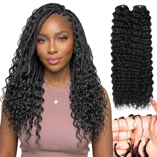 Deep Wave Feather Crochet Hair 22 Inch 100 Strands - Black, 1B Variation