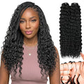 Deep Wave Feather Crochet Hair 22 Inch 100 Strands - Black, 1B Variation