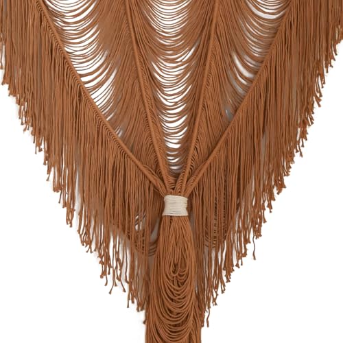 2 Panels Macrame Curtains 59x75 Inches Room Divider Door Khaki Set of 2