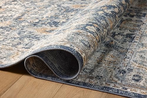Loloi Teagan Denim and Pebble Area Rug 6'7" x 9'2" Rectangular - Modern Moroccan Style