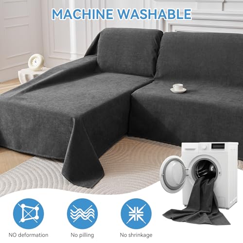 Waterproof Sectional Couch Cover Set - XX-Large Dark Grey, 2 Pieces