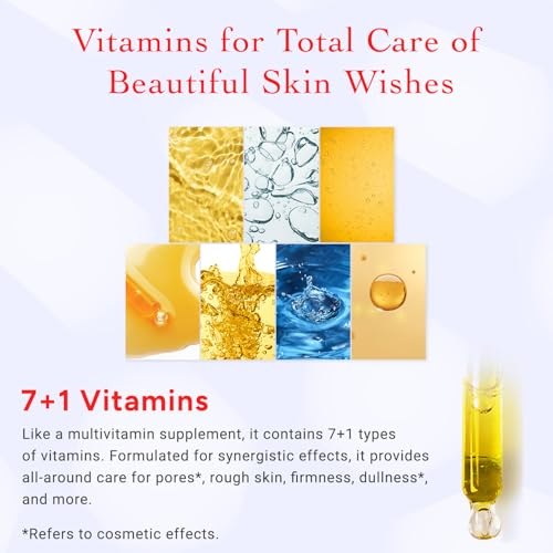 Lululun 7 Sheet Vitamin C Face Masks Skincare for Women & Men, Daily Face Mask Sheet for Pore Firming & Dull Skin, Facial Mask Sheet with 7 Herbs, Japanese Sheet Masks with 7+1 Vitamin Complex HYDRA V