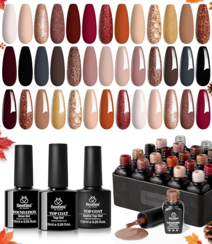 Beetles Fall Gel Nail Polish Set 20 Colors with Top & Base Coats - Variation of THIS listing