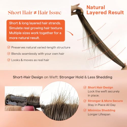 Sunny Hair Clip-In Human Hair Extensions 12 Inch Chocolate Brown Highlights P4/27
