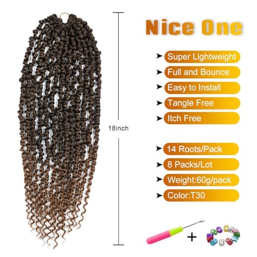 Nice One Pre-Twisted Passion Twist Crochet Hair 18 Inch - Pack of 8, T30
