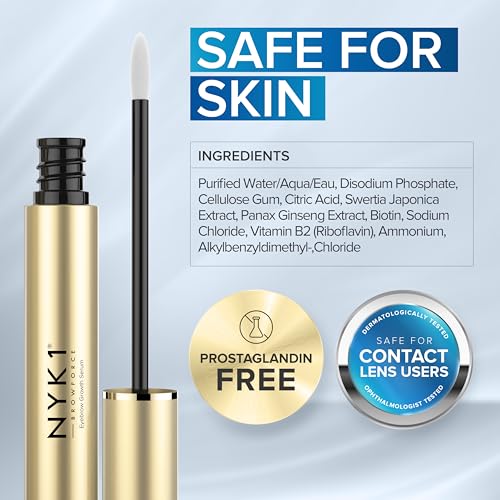 NYK1 CONCENTRATED Eyebrow Growth Serum For Thicker Brows (XL - 8ml) BrowForce Eyebrow Serum To Grow Brows Fuller Thicker Natural Eye Brow - Advanced Brow Growth Serums Formula For Eyebrows Regrowth