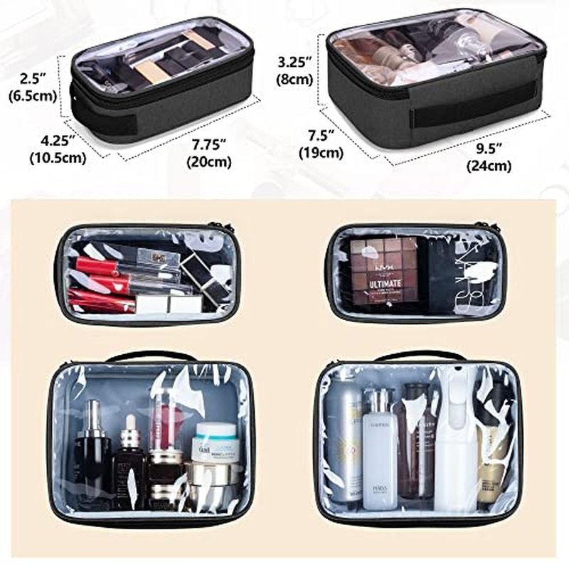 BAFASO Travel Makeup Bag with 4 Inner Removable Pouches, Multifunctional Hair Bag Cosmetic Bag Holds Makup/Hair Supplies (Patent Pending), Black