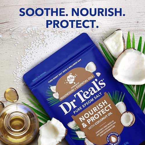 Dr Teal's Nourish & Protect Epsom Salt Soak with Coconut Oil, 3 lb (Pack of 4)
