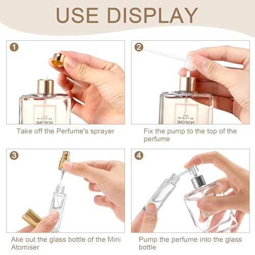 Glass Perfume Atomizer 8ml Gold - Pack of 60 Portable Refillable Bottles