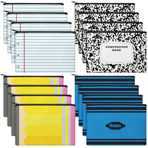 16 Pcs Back to School Teacher Gift Bulk Canvas Pencil Pouch Survival Kit - Yeyeplum