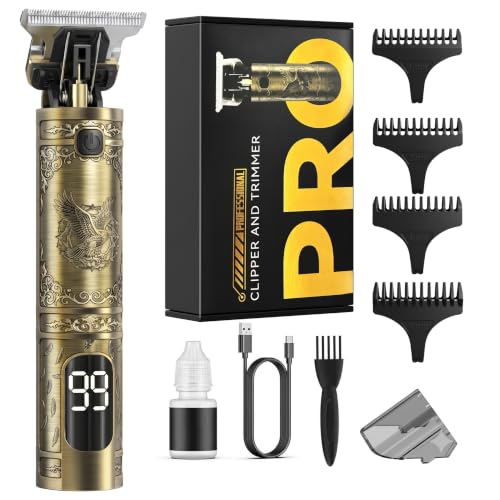 Men's Beard Trimmer with Metal Vintage Body, Precise T-Blade, Long Battery Life
