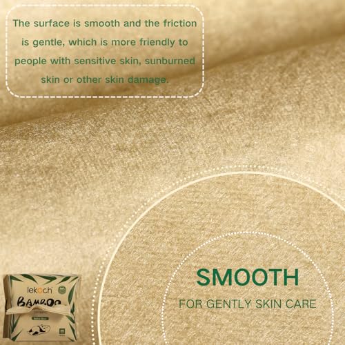 Lekoch Bamboo Face Wipes 50 Count Pack - Hypoallergenic & Biodegradable, Wet & Dry Facial Towels for Sensitive Skin, Travel & Makeup Removal