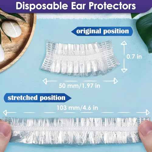 200 Pcs Disposable Ear Covers for Shower Waterproof - Ear Shower Caps for Adults Ear Caps for Shower Ear Covers for Hair Dye Plastic Ear Covers for Showering - Disposable Ear Protectors for Water