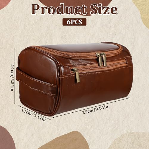 6 Pcs Toiletry Bag for Men Set of 6 Leather Toiletry-Bag for Men with Hook Premium Waterproof Dopp Kit Groomsmen Toiletry Bags PU leather cosmetic bags for Travel Essentials Gifts