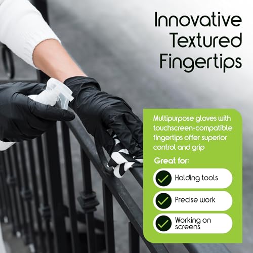 X-Large Inspire Black Nitrile Disposable Gloves - Case of 1000, Medical & Food Safe