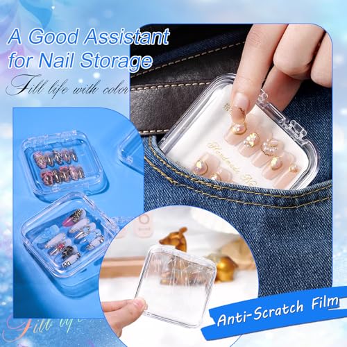 Clear 64 Pcs Acrylic Nail Storage Boxes with Double-Sided Tape - Raisetip