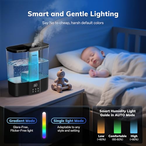 AEOCKY 4L Top-Fill Cool Mist Humidifier Black Ultrasonic Baby-Ready