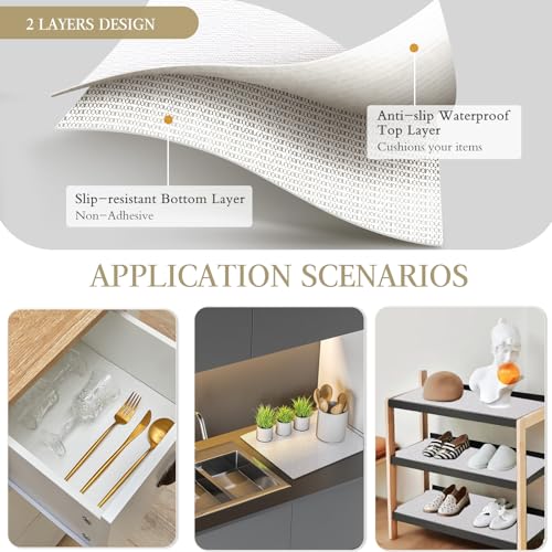 Beautysaid Non Slip White Shelf and Drawer Liner 20W x 360L for Kitchen Cabinets