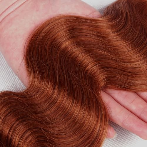 MavKuvx Copper Red Body Wave Hair Extensions 14-18 Inch Virgin Brazilian Remy