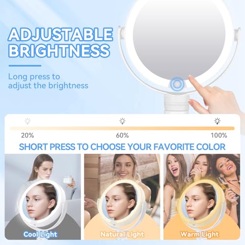 KOOKIN White 1X/10X Magnifying LED Travel Makeup Mirror with Light & Detachable Tripod