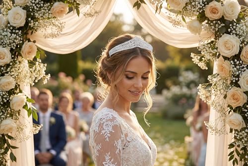 Silver Cubic Zirconia Wedding Tiara for Bride & Prom Queen - Small, Elegant Headpiece with Sparkling Stones - Variation Silver 2