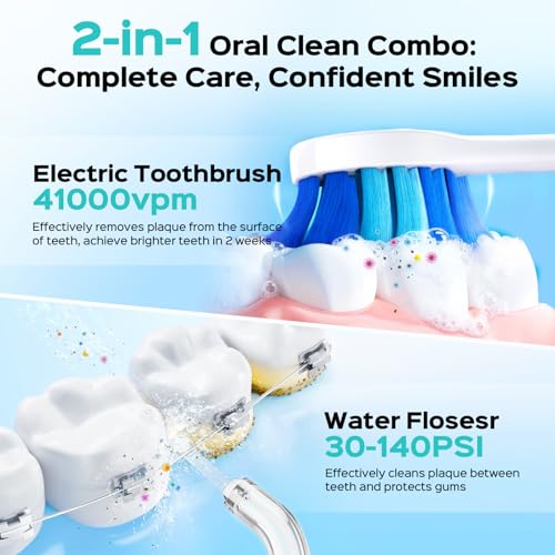 COSLUS Pink Water Flosser & Electric Toothbrush Combo - Oral Care Kit