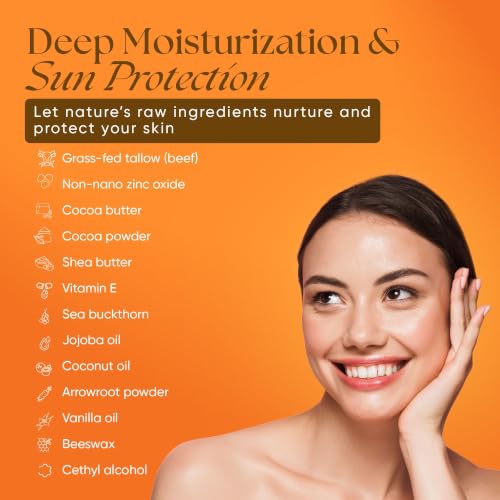 Tinted Beef Tallow Mineral Sunscreen SPF 30 - Non-Nano Zinc Oxide, Reef Safe, 4 fl oz